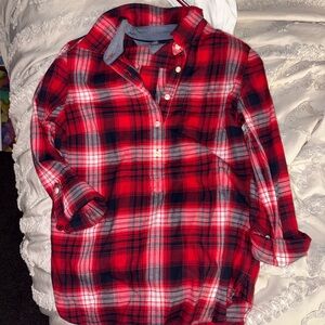 Tommy Hilfiger Red and Black Plaid Button-Down Shirt